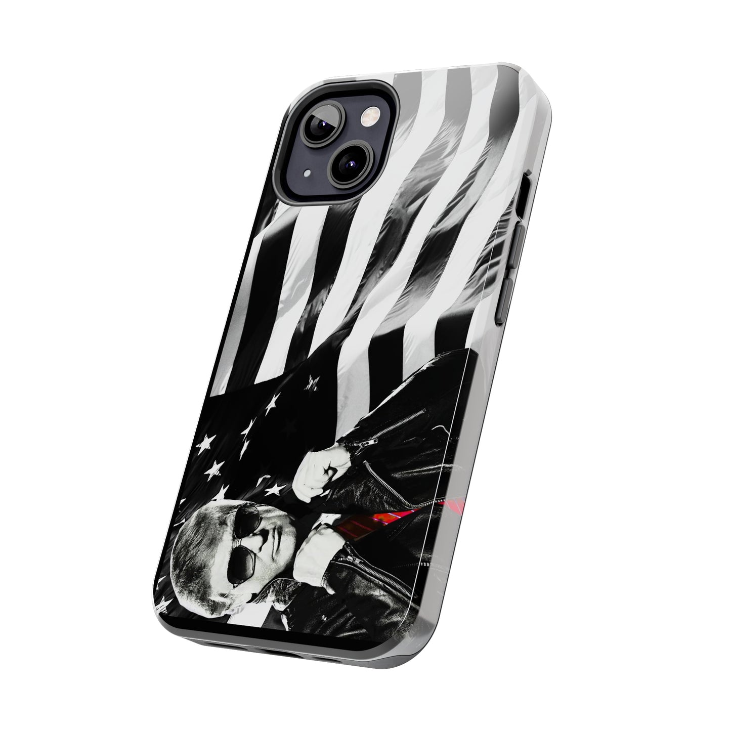 Cool Trump in Leather Jacket Black and White Apple iPhone Tough Phone Cases