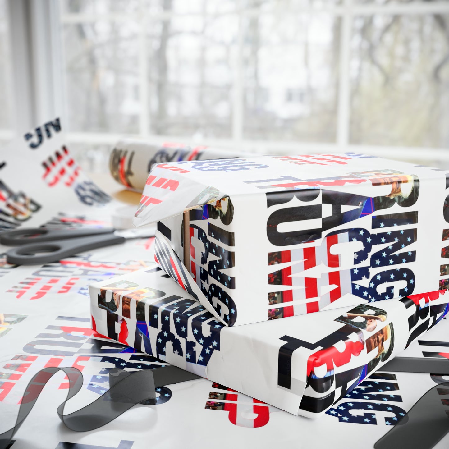 Bring Back Trump White Birthday Gift Present Wrapping Paper MAGA