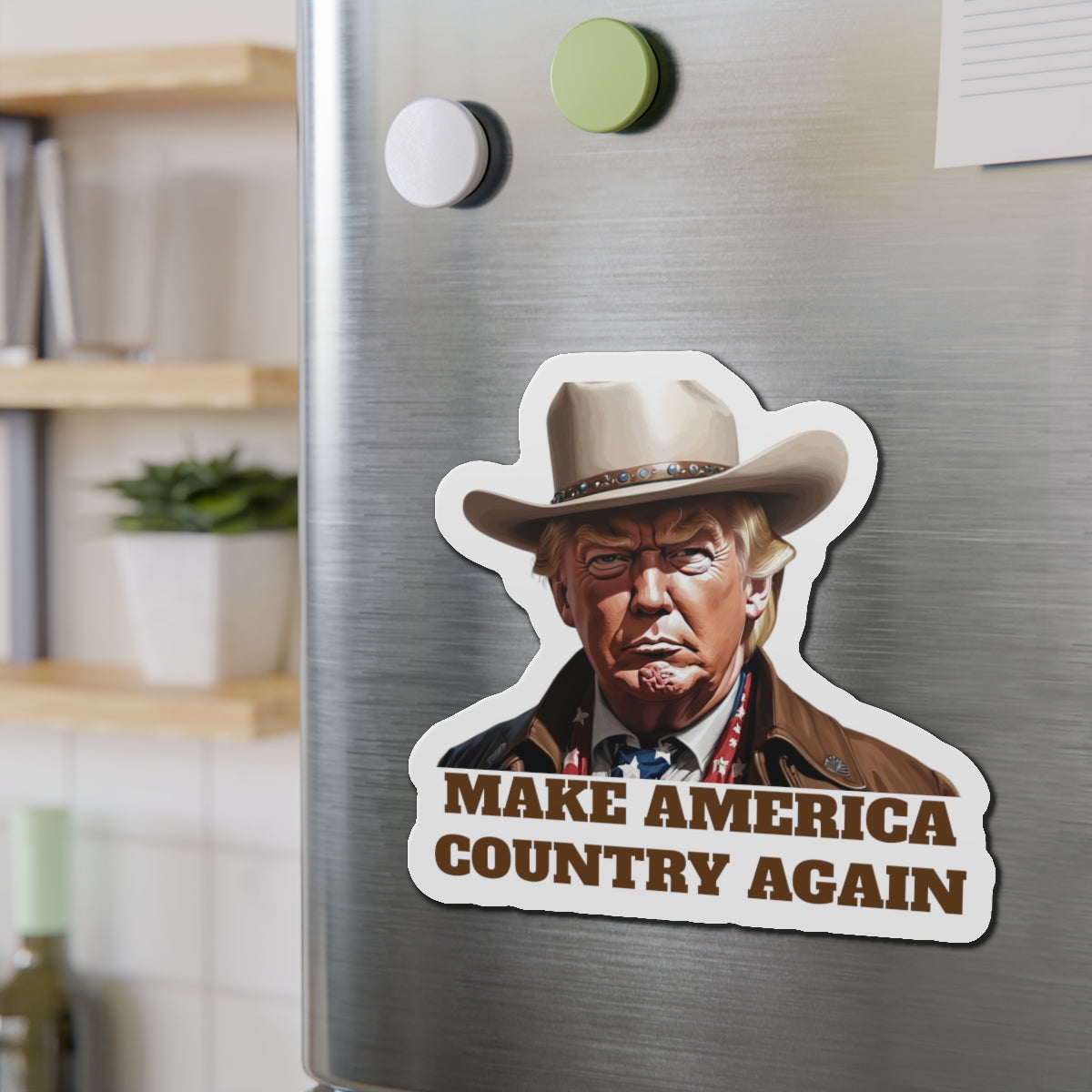 Make America Country Again Cowboy Hat Trump Die-Cut Magnet