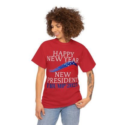 Happy New Year New President Trump 2024 Unisex Heavy Cotton Tee