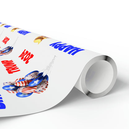 Happy Birthday Trump 2024 white MAGA Birthday Gift Present Wrapping Paper