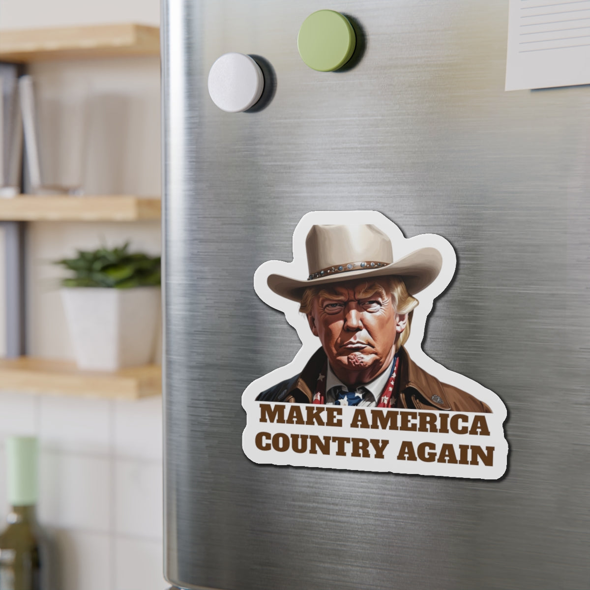Make America Country Again Cowboy Hat Trump Die-Cut Magnet