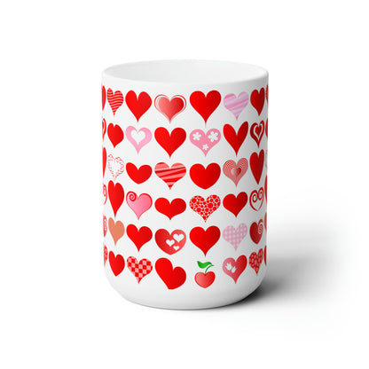 Many hearts and lots of Love Valentine's Day Jumbo Ceramic Mug White 15oz