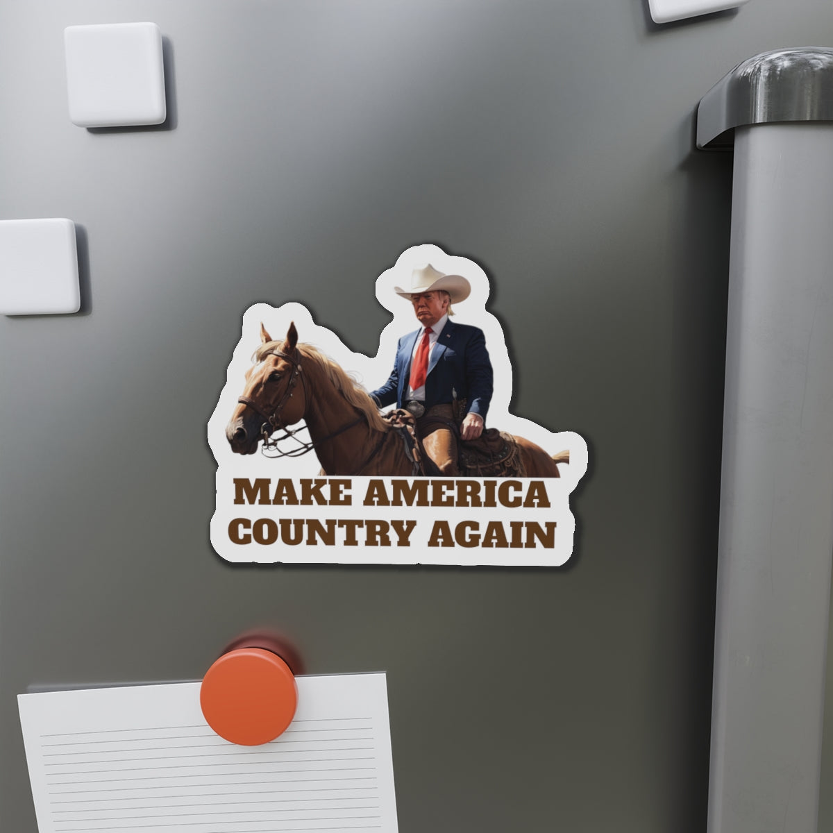 Make America Country Again Cowboy Trump Die-Cut Magnet