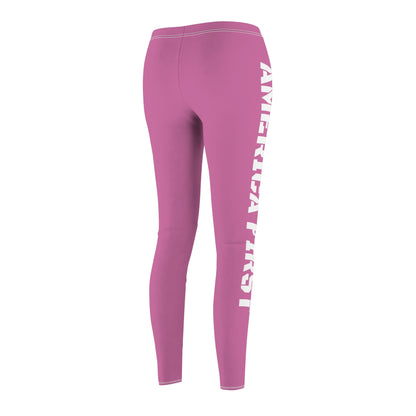 America First Light Pink Women's Casual Leggings Trump MAGA