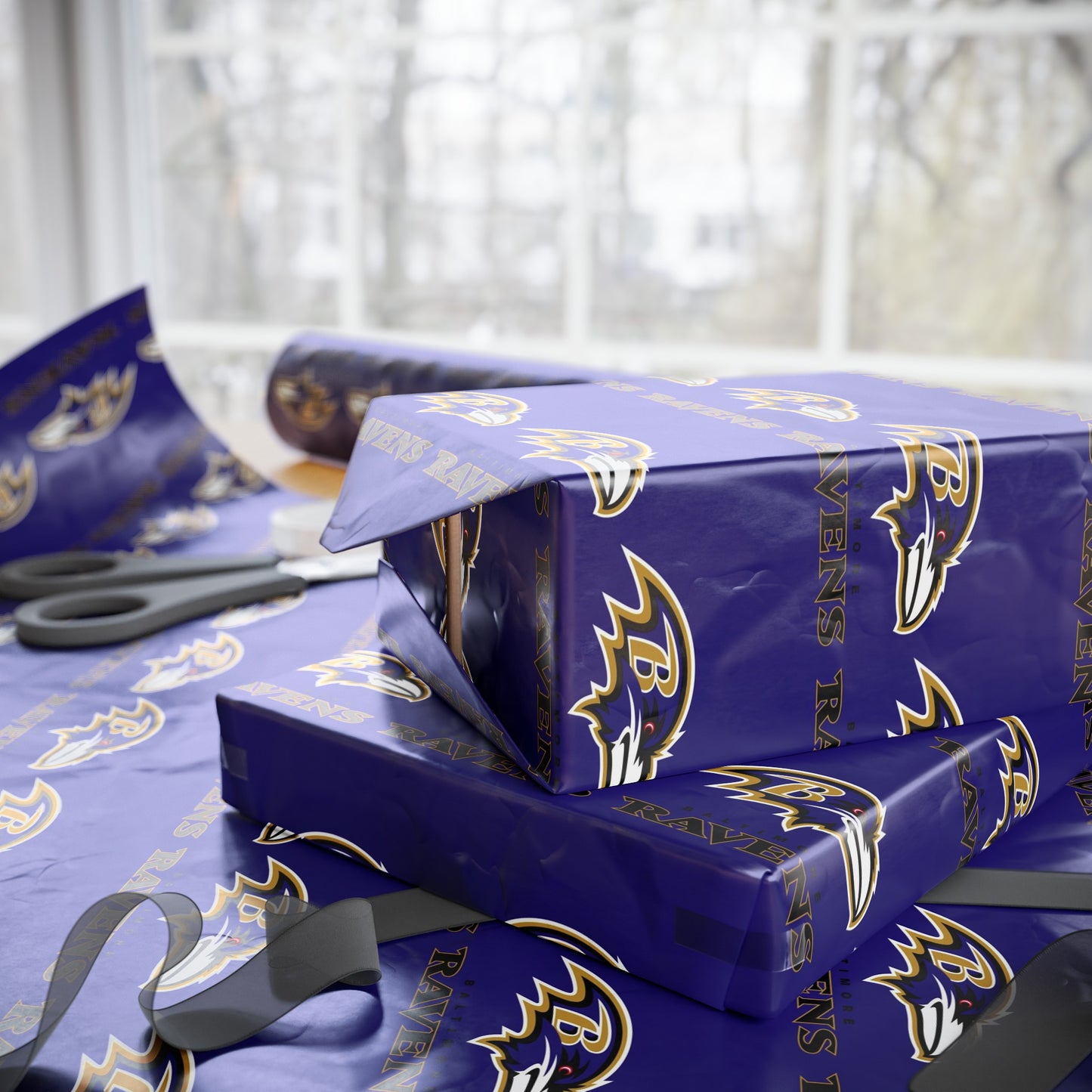 Baltimore Ravens NFL Football Birthday Graduation Gift Wrapping Paper Holiday