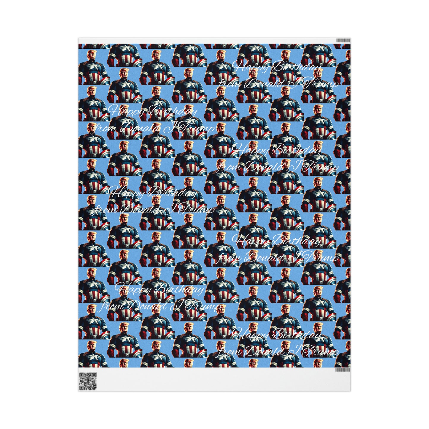 Happy Birthday From Captain Donald J Trump Gift Wrapping Paper (light blue)