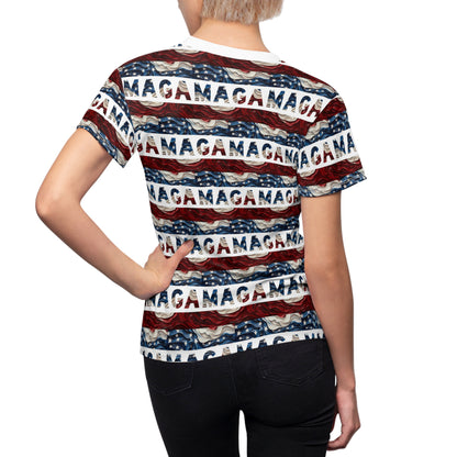 MAGA Trump 2024 Women's Cut & Sew Tee American Flag