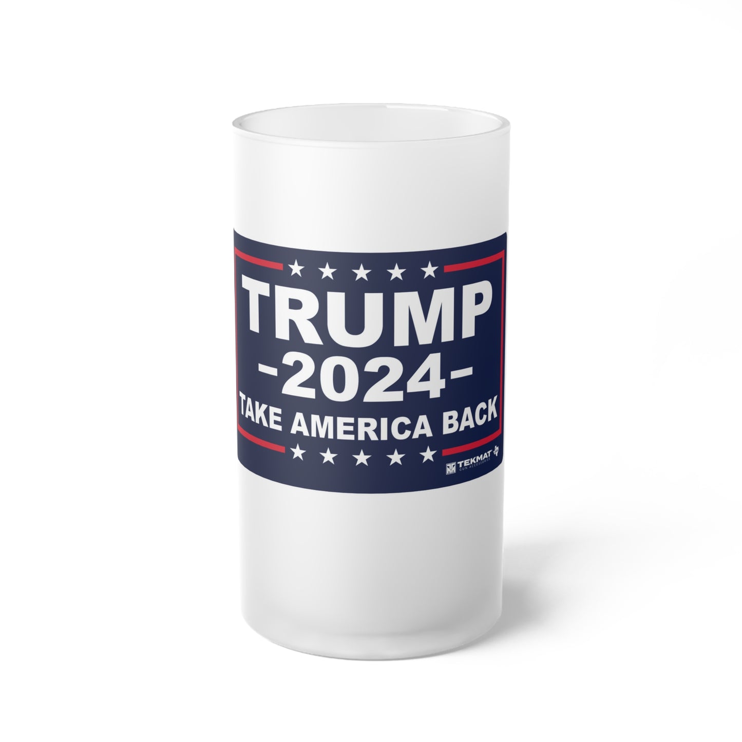 Trump 2024 Take America Back Frosted Glass Beer Pint 16oz Mug MAGA