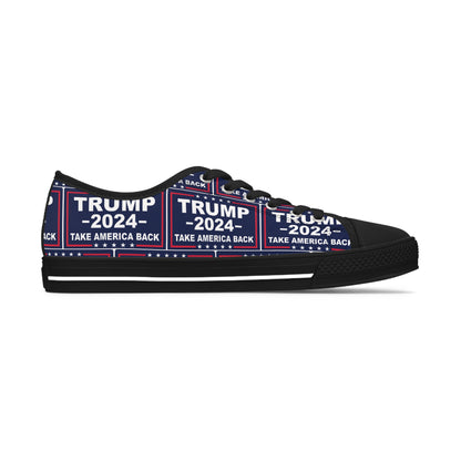 Trump 2024 Take America Back Blue All Over Print Women's Low Top Sneakers