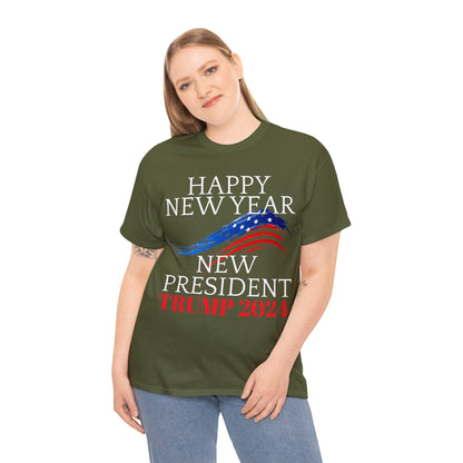Happy New Year New President Trump 2024 Unisex Heavy Cotton Tee