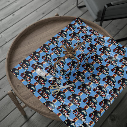 Happy Birthday From Captain Donald J Trump Gift Wrapping Paper (light blue)