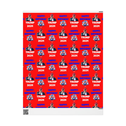 Happy Birthday Trump 2024 Red MAGA Birthday Gift Present Wrapping Paper