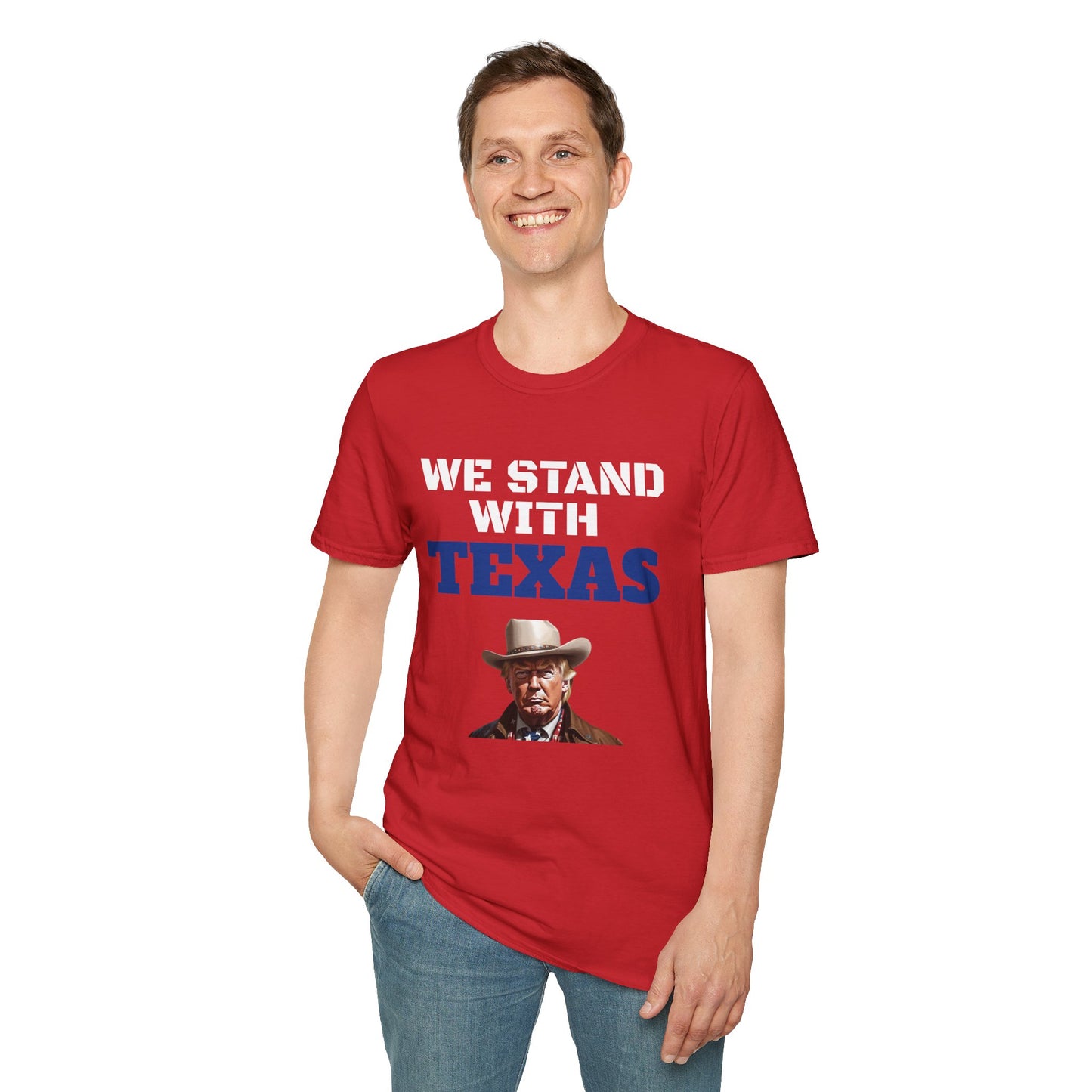 We Stand With Texas Flag Trump 2024 Unisex Softstyle T-Shirt MAGA