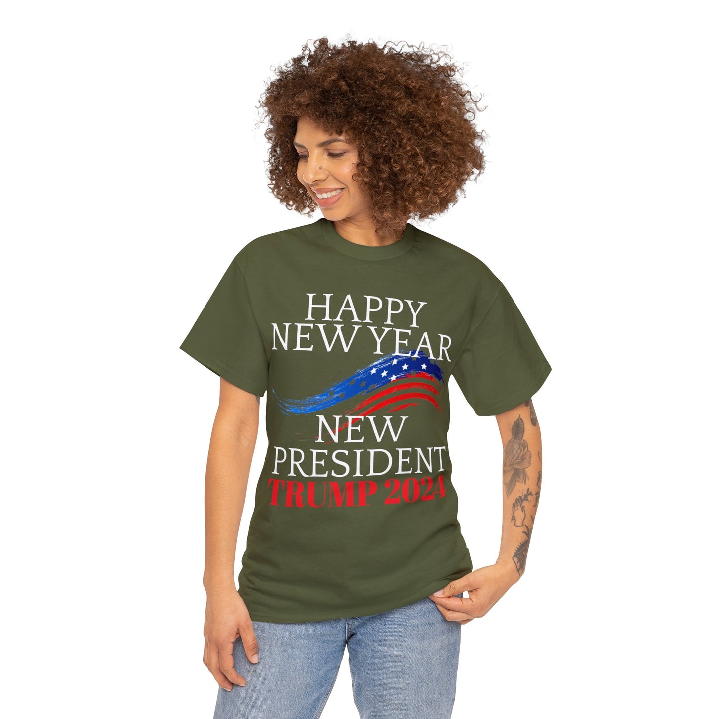Happy New Year New President Trump 2024 Unisex Heavy Cotton Tee