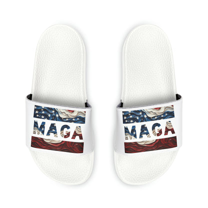 Women's Trump MAGA Red white and blue Comfy PU Slide Sandals