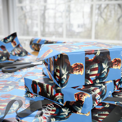 Happy Birthday From Captain Donald J Trump Gift Wrapping Paper (light blue)