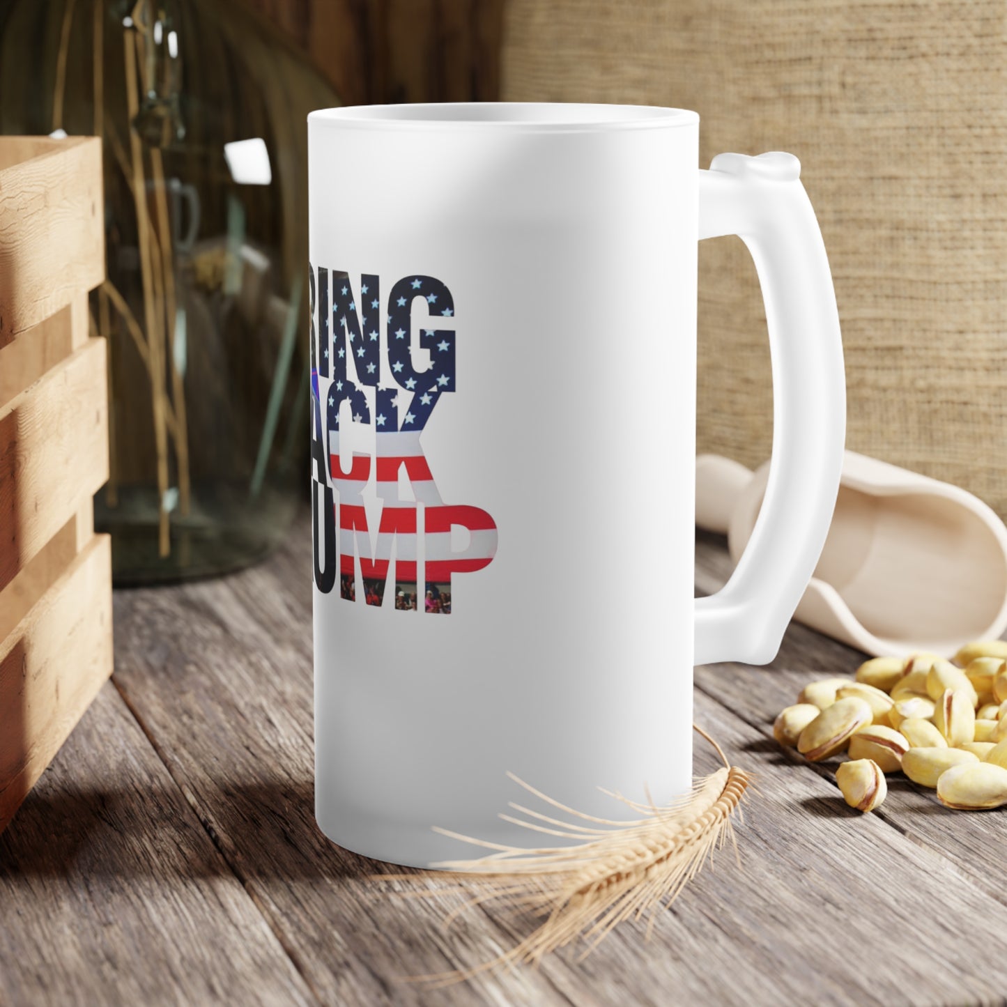 Bring Back Trump Frosted Glass Beer Pint 16oz Mug MAGA