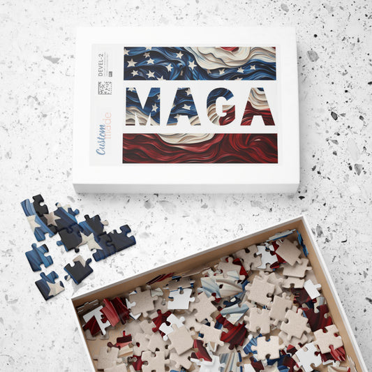 MAGA Red, White and Blue Trump Wood Puzzle 252 or 520 piece