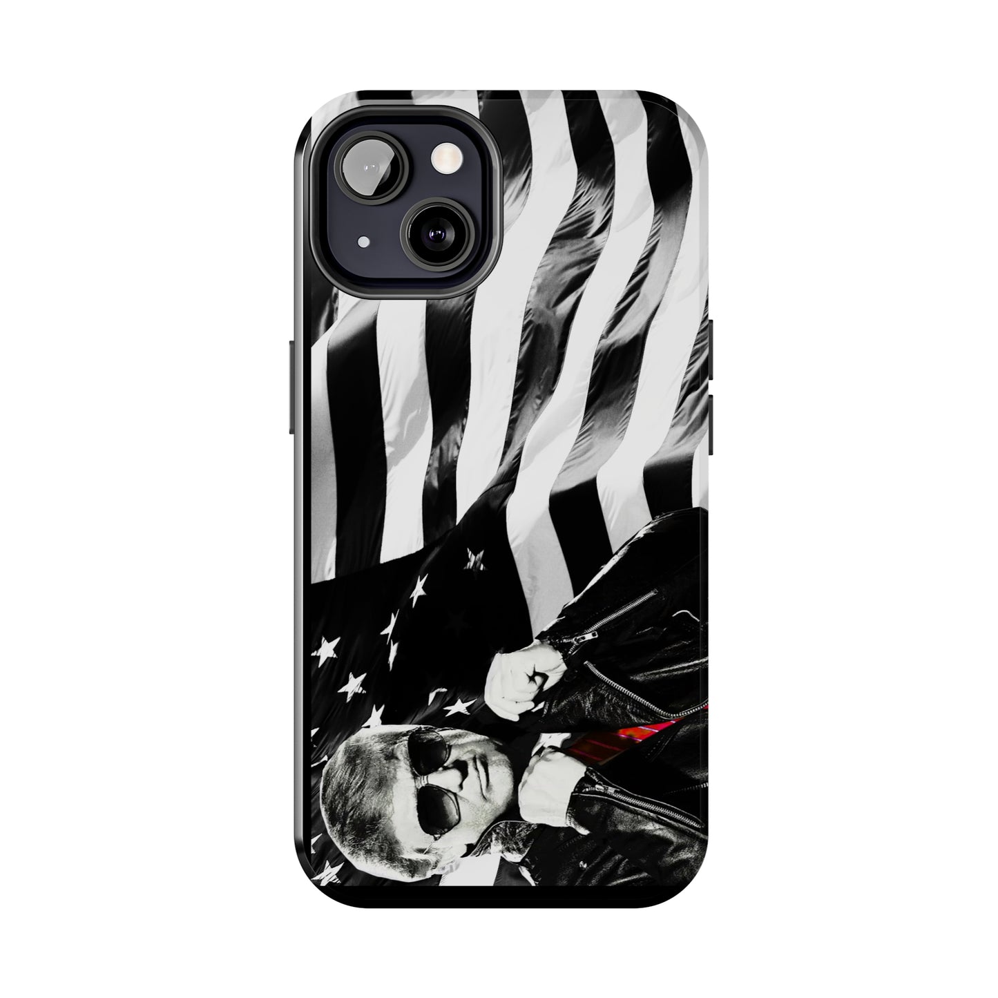 Cool Trump in Leather Jacket Black and White Apple iPhone Tough Phone Cases