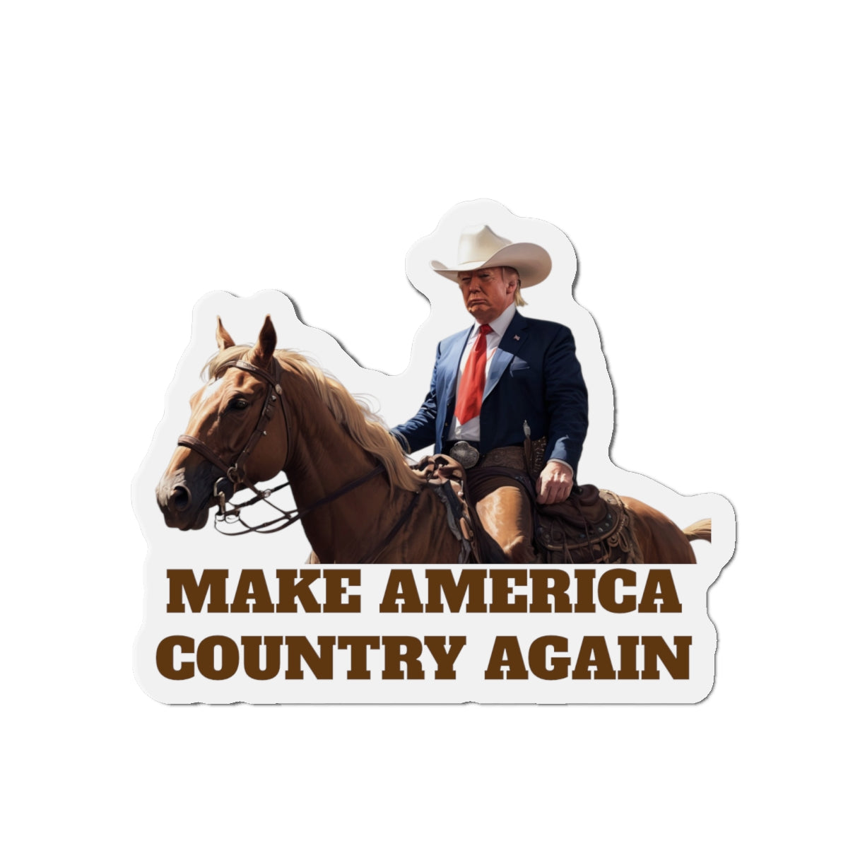 Make America Country Again Cowboy Trump Die-Cut Magnet