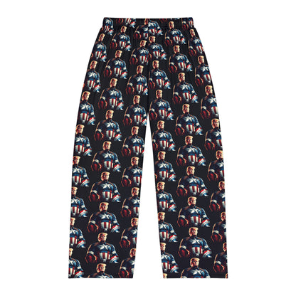 Captain Trump America Black Men's Polyester Lounge Comfy Pajama Pants
