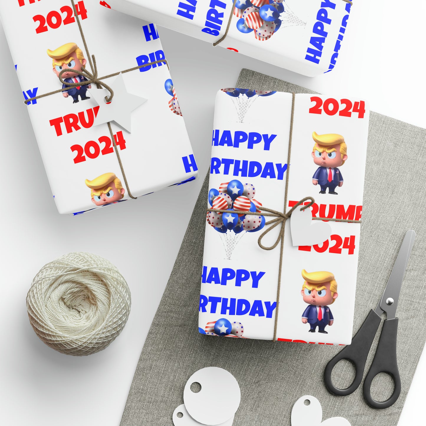 Happy Birthday Trump 2024 white MAGA Birthday Gift Present Wrapping Paper