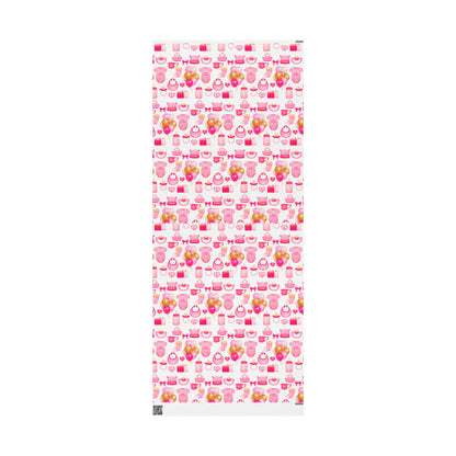 Girl Pink Baby Shower Toys Drawing Cartoon Present Birthday Gift Wrapping Papers
