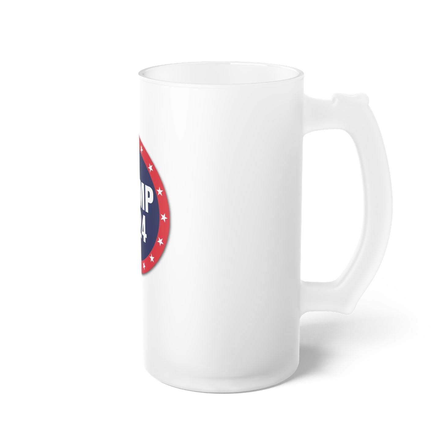 Trump 2024 America Circle logo Frosted Glass Beer Pint 16oz Mug MAGA