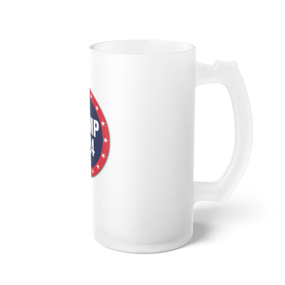 Trump 2024 America Circle logo Frosted Glass Beer Pint 16oz Mug MAGA
