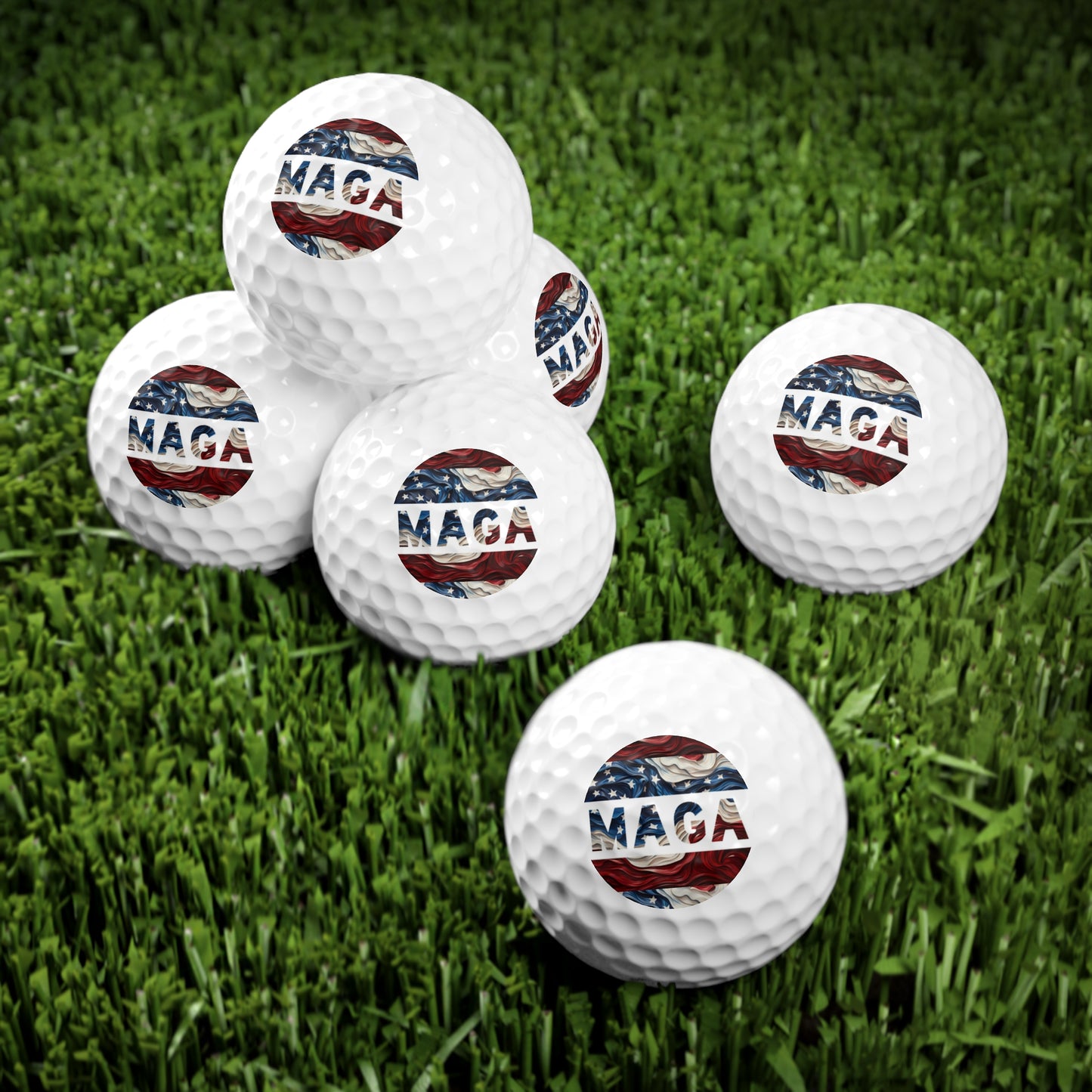 MAGA Red white and blue Trump High Quality Golf Balls, 6pcs