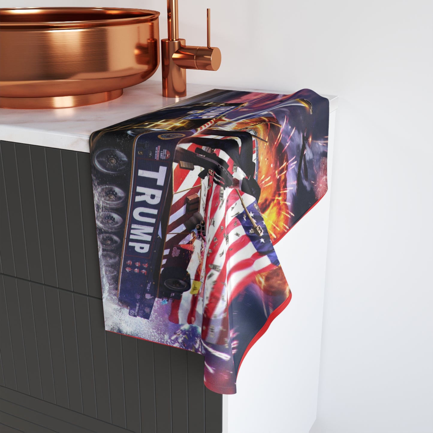 Trump on a tank America High Definition Print Kitchen Bathroom Soft Hand Towel