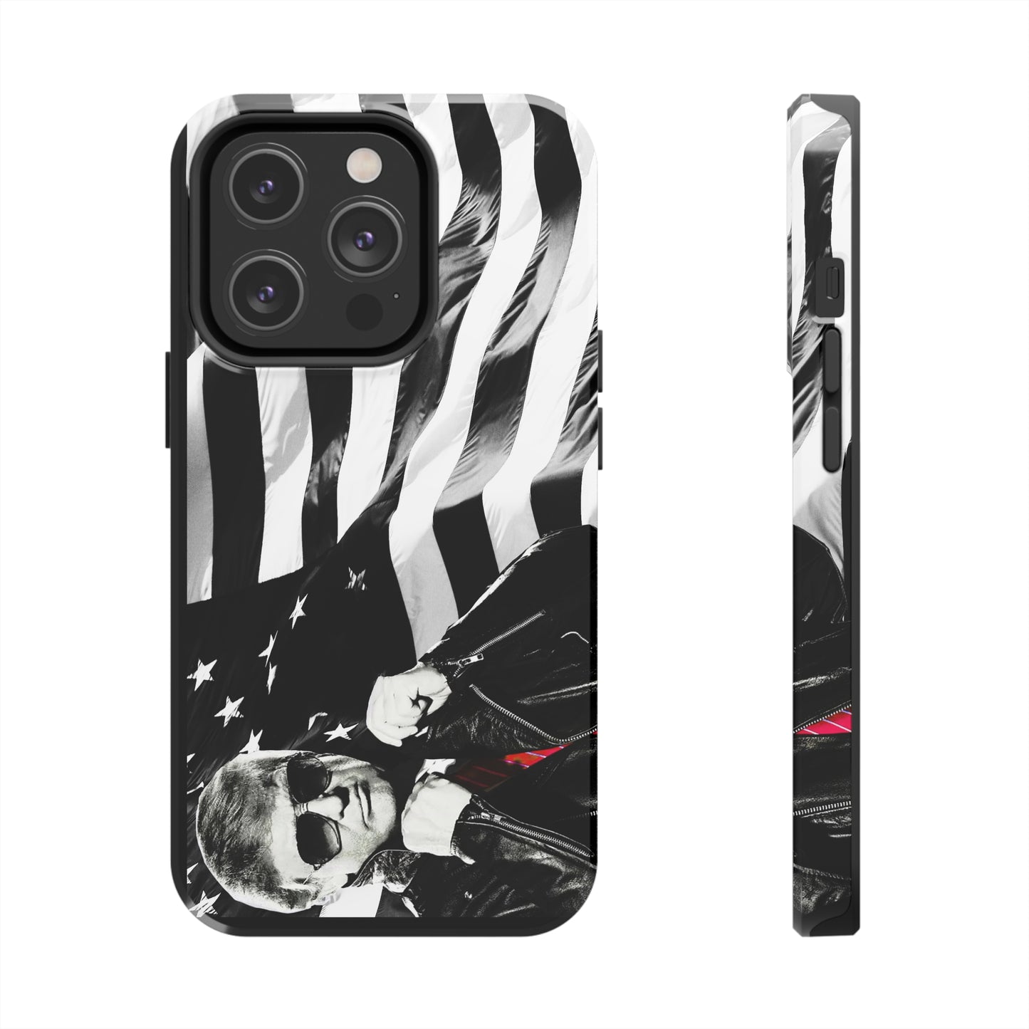 Cool Trump in Leather Jacket Black and White Apple iPhone Tough Phone Cases