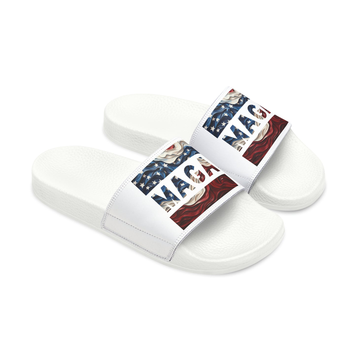 Women's Trump MAGA Red white and blue Comfy PU Slide Sandals