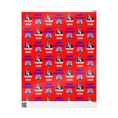 Happy Birthday Trump 2024 Red MAGA Birthday Gift Present Wrapping Paper