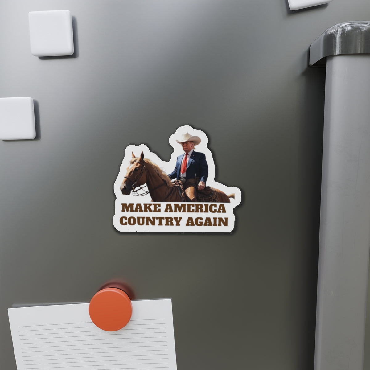 Make America Country Again Cowboy Trump Die-Cut Magnet