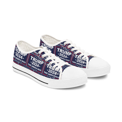Trump 2024 Take America Back Blue All Over Print Women's Low Top Sneakers