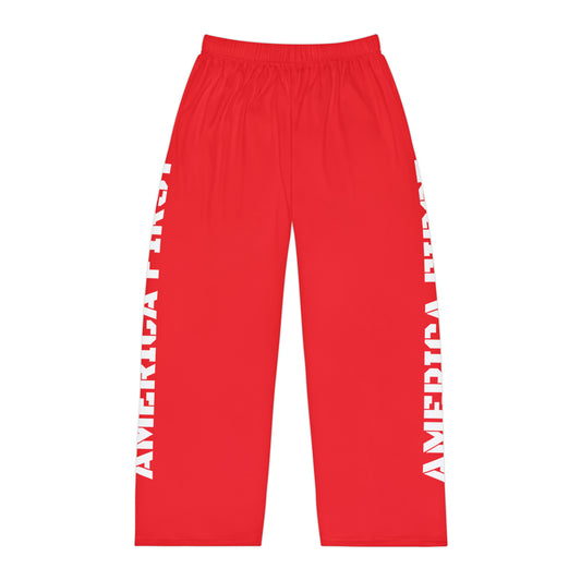 America First Red Men's Polyester Lounge Comfy Pajama Pants Trump