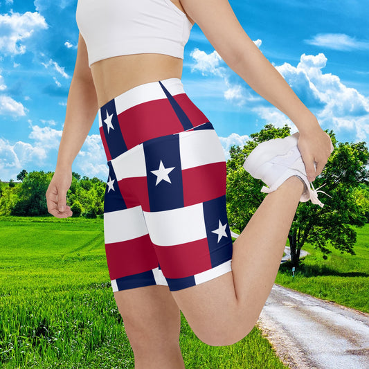 Texas State Flag Summer Rally BBQ Party Women's Workout Bike Comfy Shorts