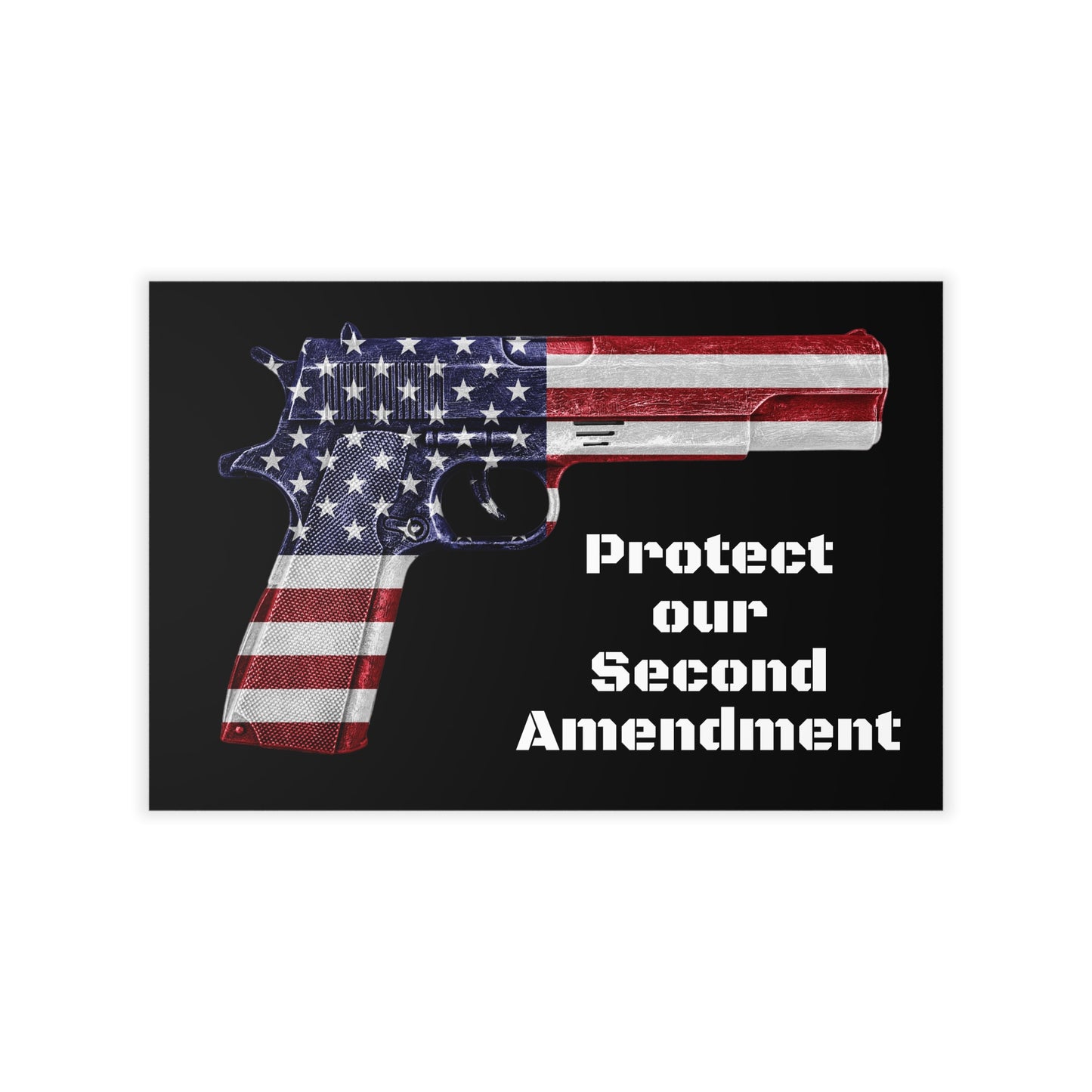 Schützen Sie unsere selbstklebenden Wandaufkleber „American Flag Pistol“, 2A, 3 Größen