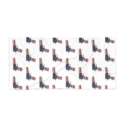 American Flag Pistol Red White and Blue Patriotic Jumbo Beach Towel