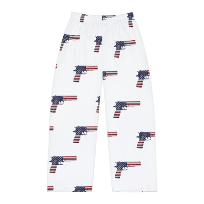 American Flag Pistol Men's Polyester Lounge Comfy Pajama Pants