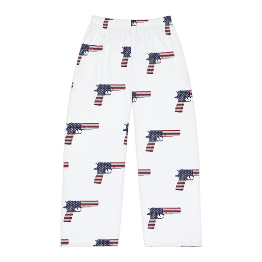 American Flag Pistol Men's Polyester Lounge Comfy Pajama Pants