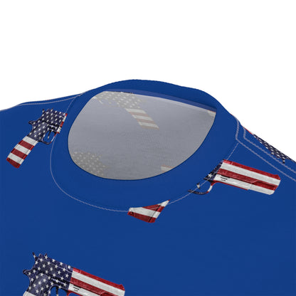 American Flag Red White and Blue Pistol 2A Unisex Athletic Cut & Sew Soft Tee