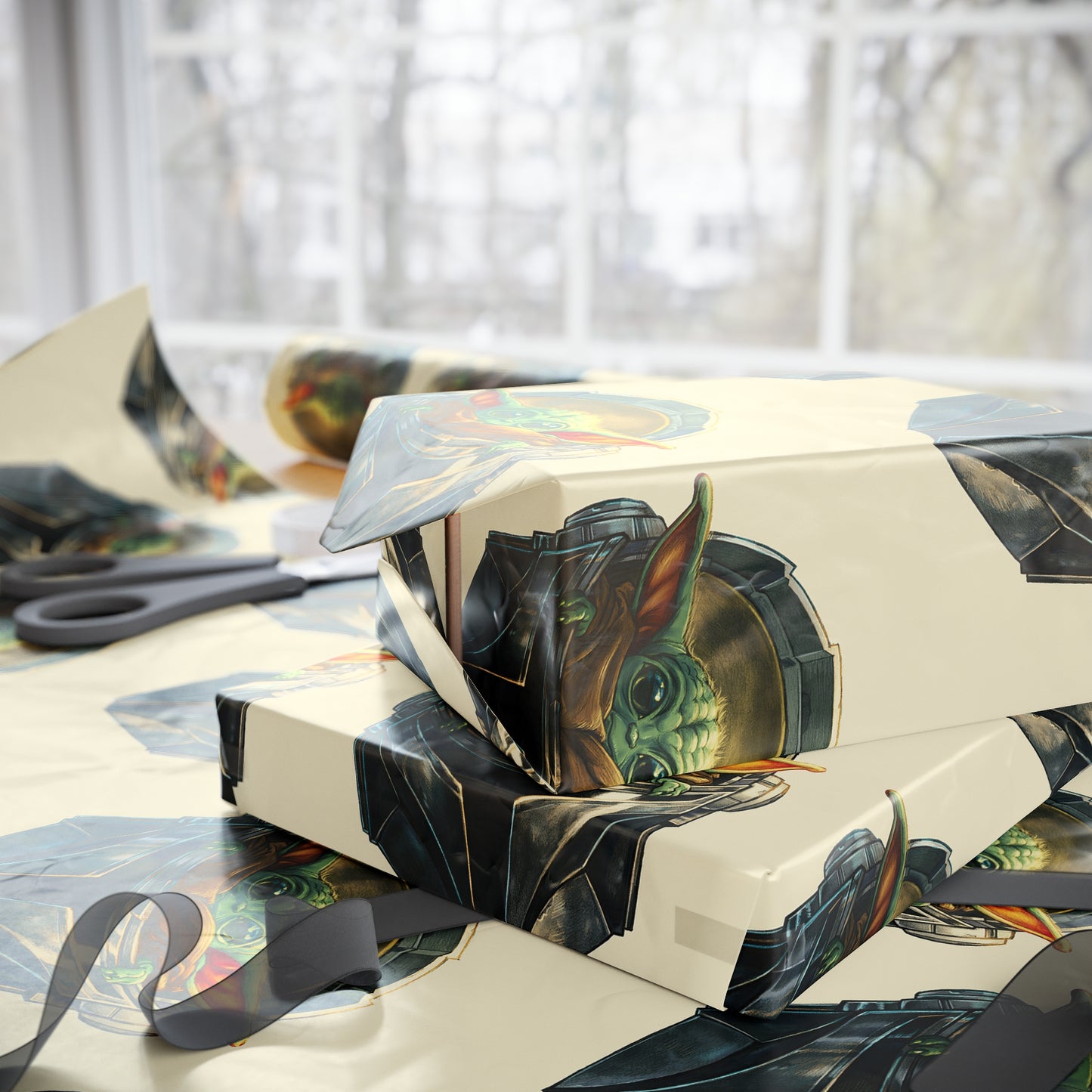 Baby Yoda Grogu Wars Mandalorian holiday present Birthday Gift Wrapping Papers