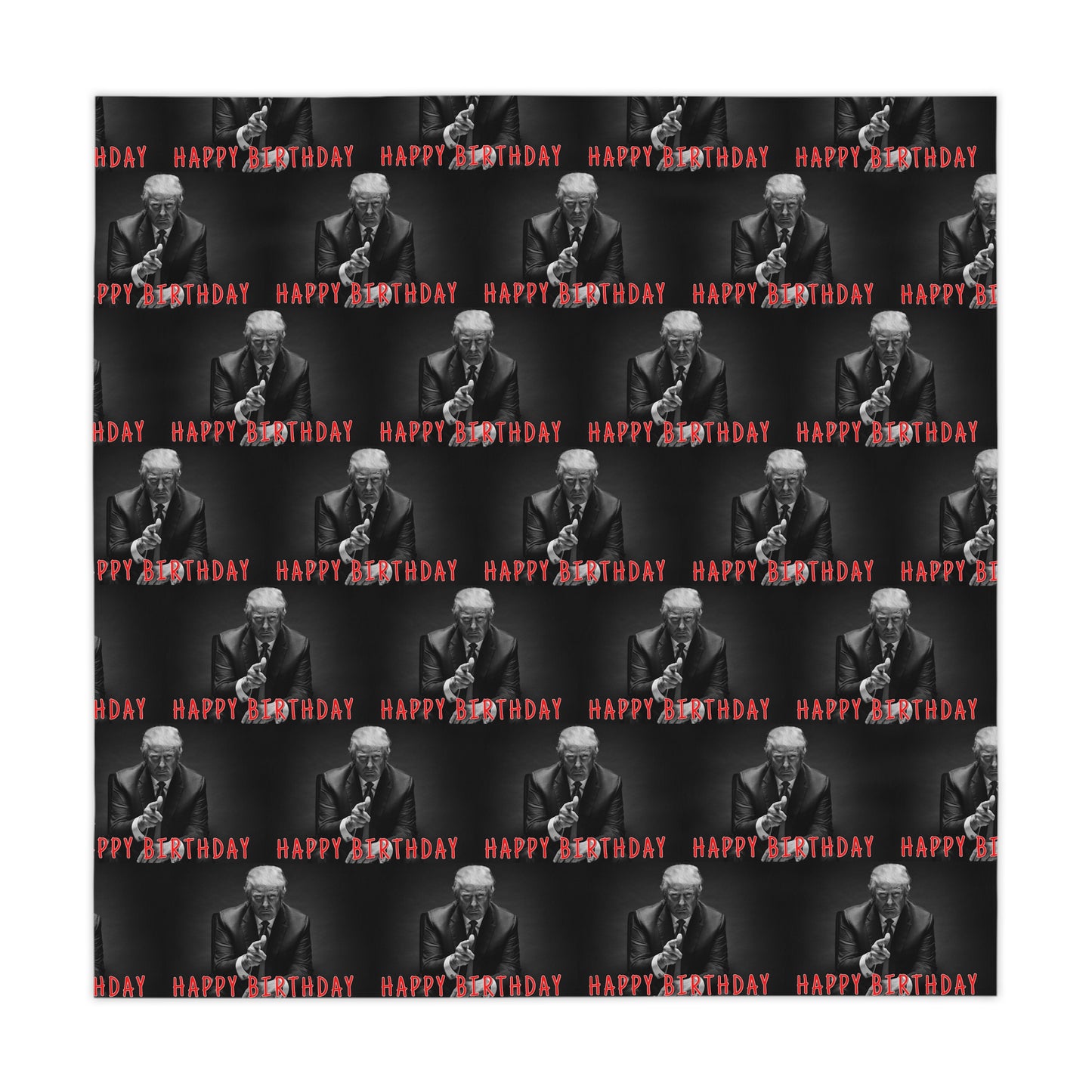 Happy Birthday Trump MAGA Black Celebration Fabric Tablecloth