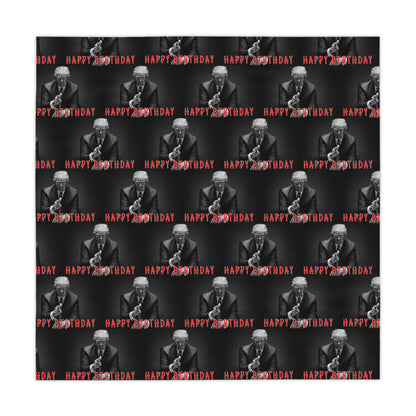 Happy Birthday Trump MAGA Black Celebration Fabric Tablecloth