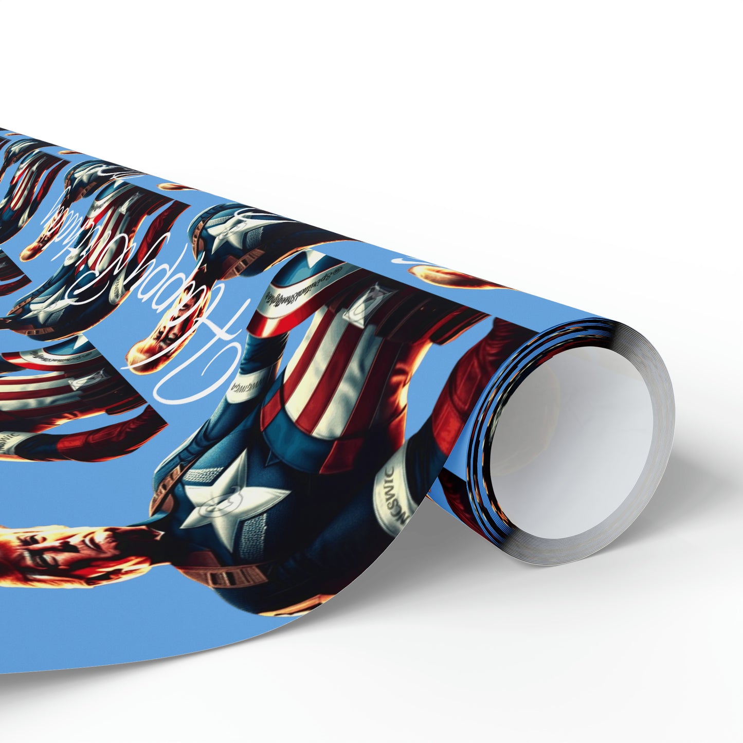 Happy Birthday From Captain Donald J Trump Gift Wrapping Paper (light blue)