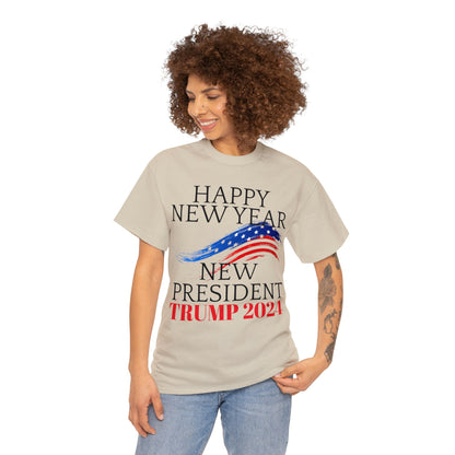 Happy New Year New President Trump 2024 Unisex Heavy Cotton Tee