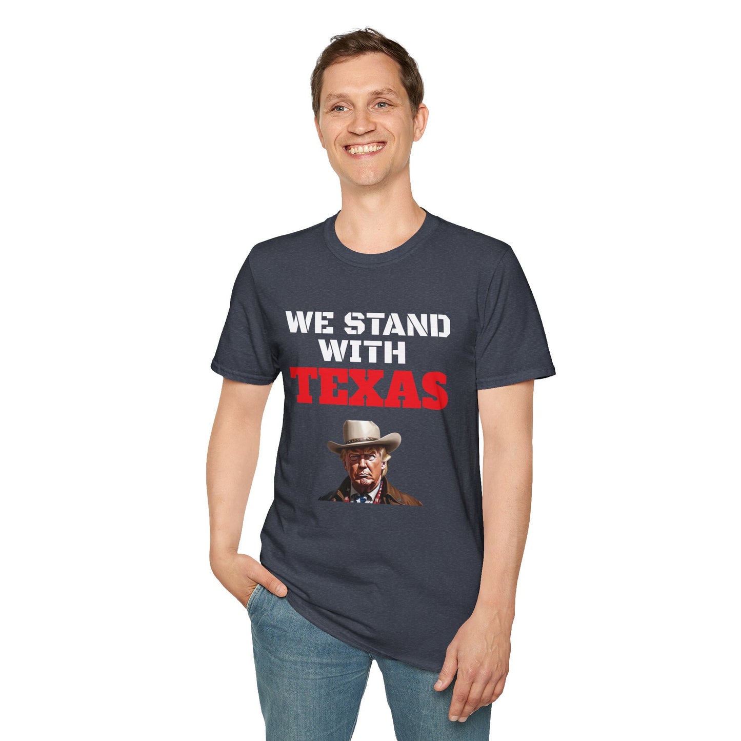 We Stand With Texas Flag Trump 2024 Unisex Softstyle T-Shirt MAGA